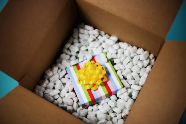 gift box inside a packing box
