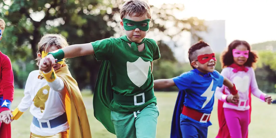 Super heroes - kids dressed as